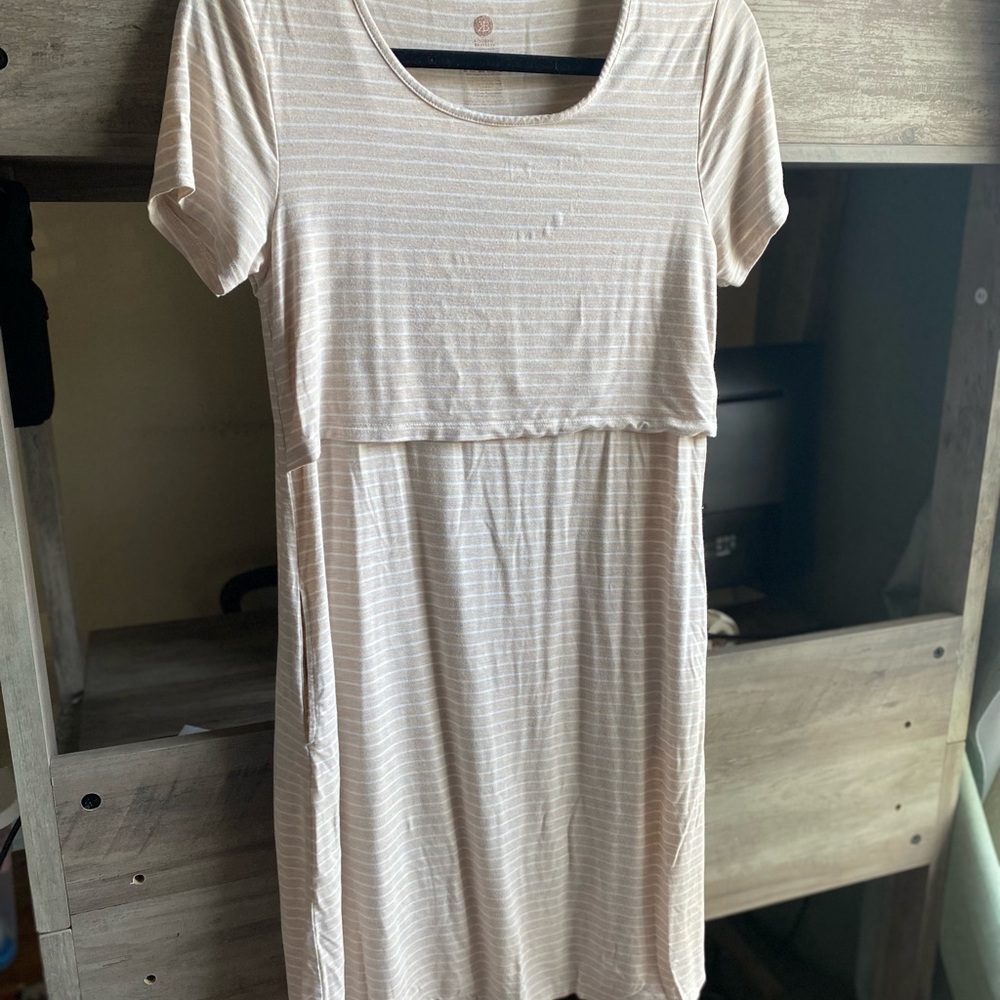 Cream Striped Nursing Dress Kindred Bravely